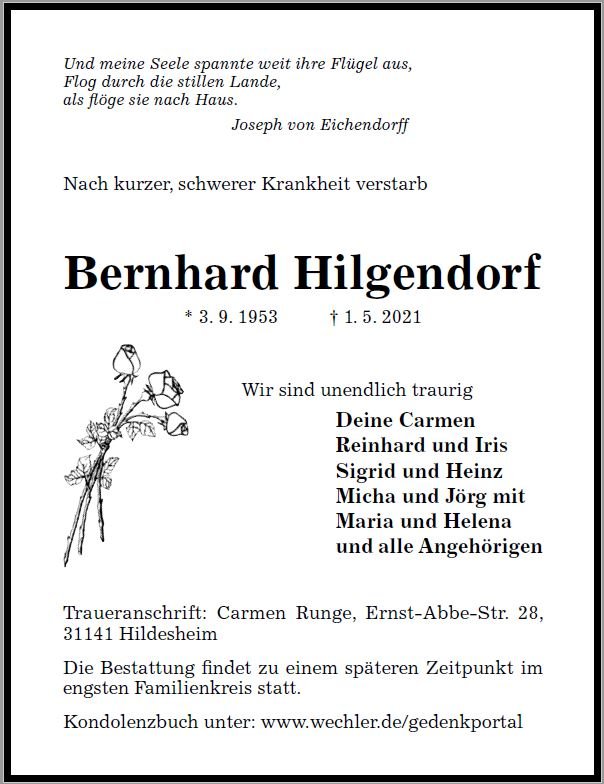 Erinnerungsbild für Bernhard Hilgendorf