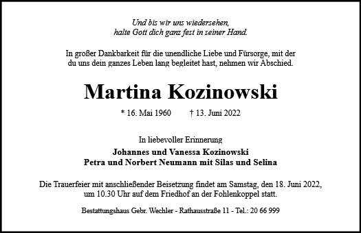 Erinnerungsbild für Martina Kozinowski